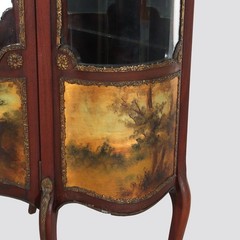 French Mahogany & Ormolu Vitrine With Vernis Martin Panels c1890