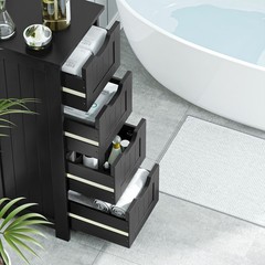 Bathroom Storage Cabinet Side Cabinet with 4 Drawers Entryway Cupboard Black