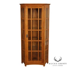 Stickley Mission Collection Oak Corner Curio Cabinet