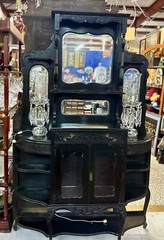 VICTORIAN Hand Carved EBONIZED Mahogany ETAGERE Parlor Cabinet-So BEAUTIFUL!!!