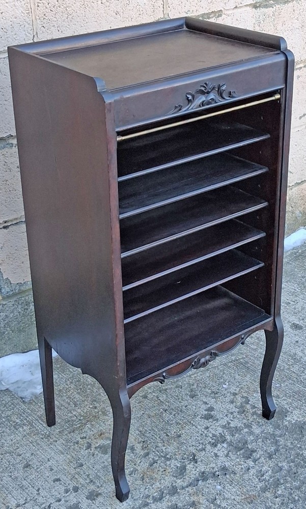 Antique Vintage Victorian Old Solid Mahogany Record Storage Sheet Music Cabinet