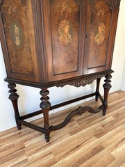 Antique H. Herrmann Cabinet – Carved Walnut, Portrait Panels, Early 1900s
