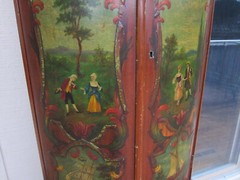 QUEEN ANNE STYLE CORNER CABINET, HAND PAINTED ,Vintage
