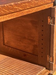 Antique Arts & Crafts Tiger Oak Four Section Haberdashery Display Cabinet – Rare