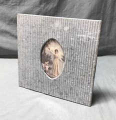 VTG Salvage 4×6 Oval Photo Galvanized Pool Metal Picture Frame Old 1682-25B