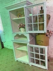 Painted Cottage Shabby Chic French Bookcase / China Hand Made Display Cabinet