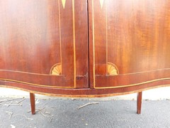 Antique Hepplewhite Style Mahogany Bow Front Short Sideboard Storage Cabinet