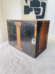 Antique vintage 1930s Wooden Wall Cupboard Factory Industrial Shelf Bathroom