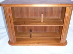 Vtg Mid Century Eppco Enterprises Teak Tambour Door Wall Mount Cabinet 18x12x8