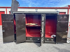 Black Wood Free-Standing Cabinet w/ Red Interior, 4 Doors, 4 Drawers, Shelf