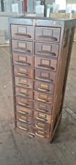 Antique 20 Drawer Lovely mitered Hardwood Wood Cabinet – USA -a