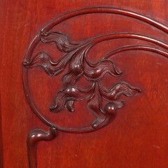 Antique Cupboard Art Nouveau Walnut Decorations Italy XIX Century Original