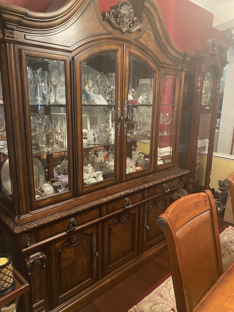 Ashley Furniture china cabinet vintage with Interior Lights.  7’x18”x8’