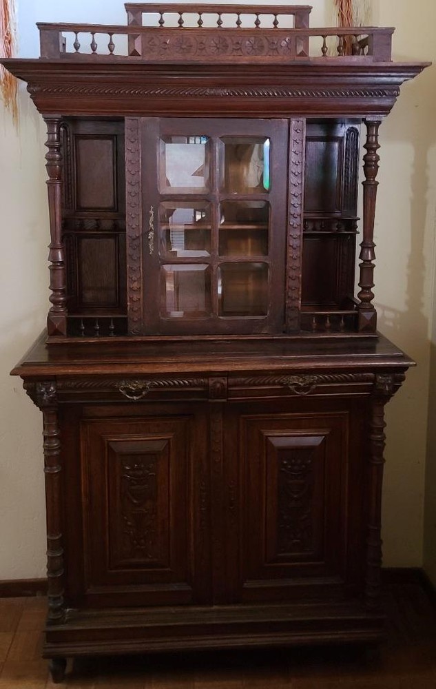 Antique Carved Solid Wood Victorian Hall Cabinet – AMAZING CARVED DETAILS VGC