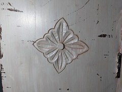 Vintage Shabby Chic Painted Floral Carved Wood Cabinet – Morrocan Indian Shelf