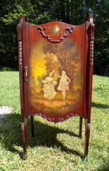 Vintage French Vernis Martin Style Hand Painted Music Cabinet Record Stand