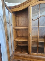 Vtg Country French Louis XV Quarter Sawn Oak China Cabinet Hutch Carved 1930s