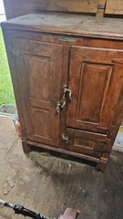 a vintage oak ice box dating from the early 1900s, With All Original Everything
