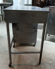 1800’s Steel Medical Desk with Top Draw &n Side Tray Shelves on Wheels GA9360