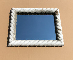 VTG Salvaged 14×17 Shabby White Spiral Helical Wood 10×13 Mirror Old 1169-25B