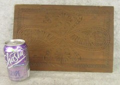 Antique Primitive German American Folk Art Hand Chip Carved Furniture Door Panel
