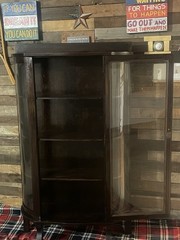 Antique Solid Oak Beautiful Unique Curved Glass Curio China Cabinet