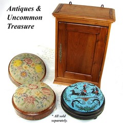 Antique Edwardian Era 21.5″ Miniature Armoire Style Walnut Table or Wall Cabinet