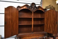 Asian Style Carved and Hand Painted Bookcase / Cabinet