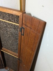 Vintage Rustic Solid Wood Skinny Display Curio Cabinet Memo Cork Board & Doors