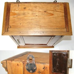 Antique Edwardian Era 21.5″ Miniature Armoire Style Walnut Table or Wall Cabinet