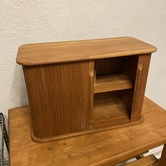 Vintage EPPCO Teak Tambour Cabinet with sliding Doors Wall Storage Shelf **READ*