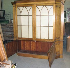 Antique Carved Solid Maple China Closet
