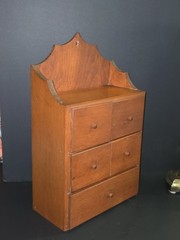 Prim Rustic Wooden 5 Drawer Hanging Spice Cabinet Box Apothecary Cupboard