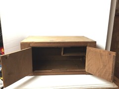 Antique Vintage Farmhouse Wood 2 Door Cabinet Shabby Chic Small 22″ x 12″ x 10.5
