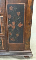 Antique Romanian Folk Painted Pine Cupboard with Drawers and a Door