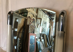 VTG 1950’s Chrome Deco Arch Top Mirror Medicine Side Light Cabinet Old 475-26B