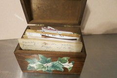 Vintage Oak Wooden “Recipes” Box Hinged Nice Finish Personalized