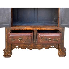 Chinese Vintage Brown Golden Scenery Armories Storage Cabinet cs6059