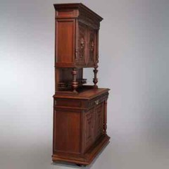 French Renaissance Deeply Carved Walnut Hunt Cupboard, 19th Century