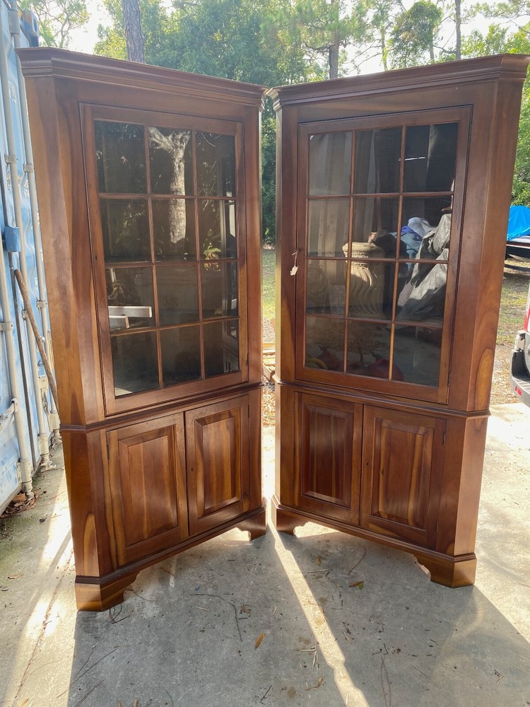 Vintage Pair of Cherry Hinkle Harris Corner Cupboards