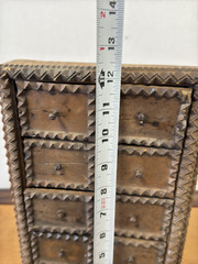 Antique Tramp Art Hanging Spice Cabinet Apothecary Collectors 10 Drawers