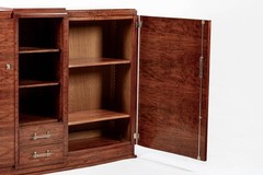 Antique Art Deco Tall Mahogany Wood Storage or Bar Cabinet 1940s