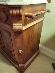 Antique Victorian Marble Top Wash Stand w/ Backsplash and Towel Bars 1875-1899