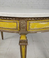 18th century Italian Demilune Marble top painted Console table