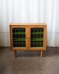 Kjærnulf Style Danish Oak & Stained Glass Cabinet