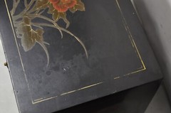 Vintage Chinese Oriental Small Asian Black Lacquer Painted Cabinets – a Pair