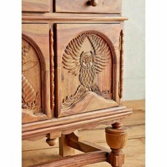 Home Decorative Unique Hand Curved Wood Inlay Buffet Table , Animal Hand Curved