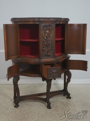 L73153: Vintage French Renaissance Carved Walnut China Cabinet