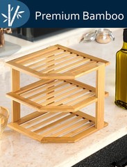 RoyalHouse Bamboo 3-Tier Corner Shelf Organizer for Bamboo, Natural