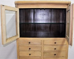 Antique Style Country French Bevel Glass Solid Wood Stripped Cabinet Glass Doors